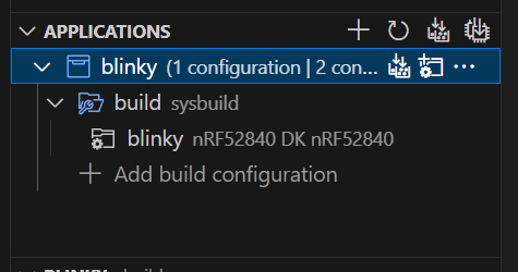 nRF application window in VS Code